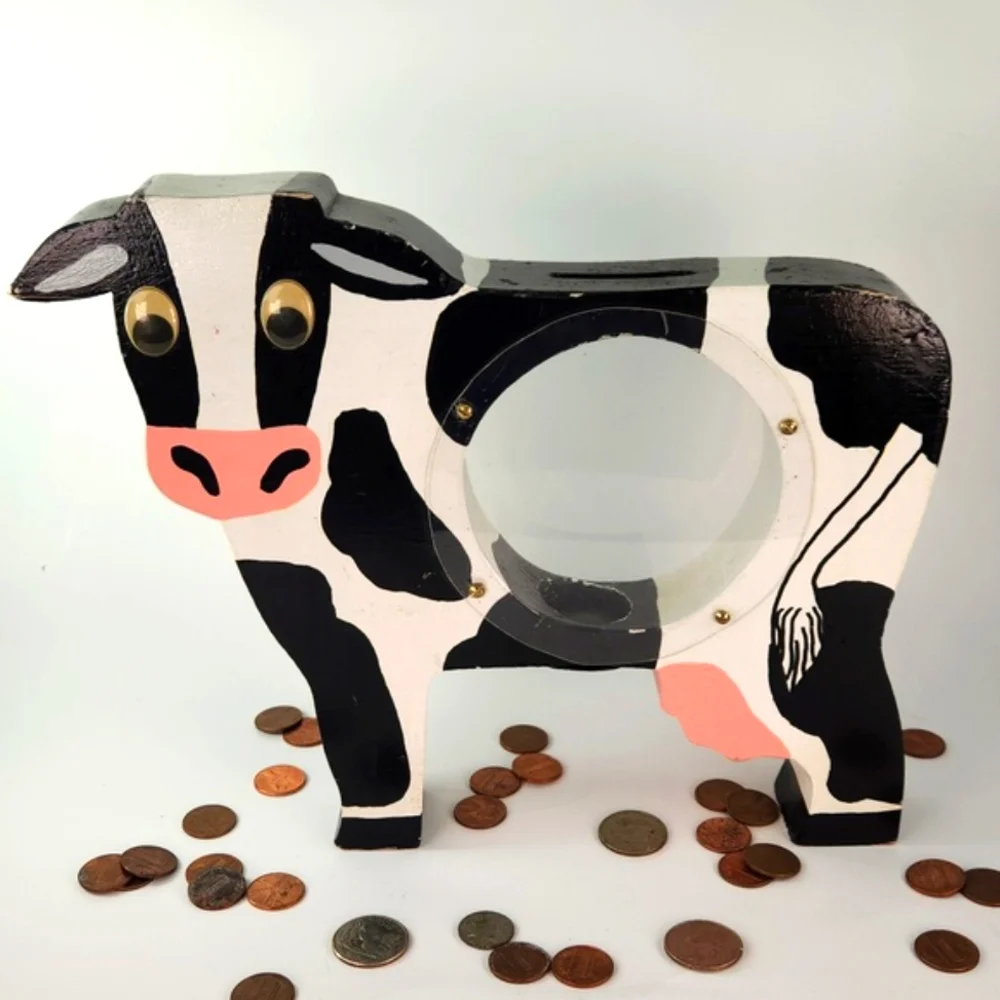 Handmade HIEFER COIN BANK EUC holds Your MOOLAH